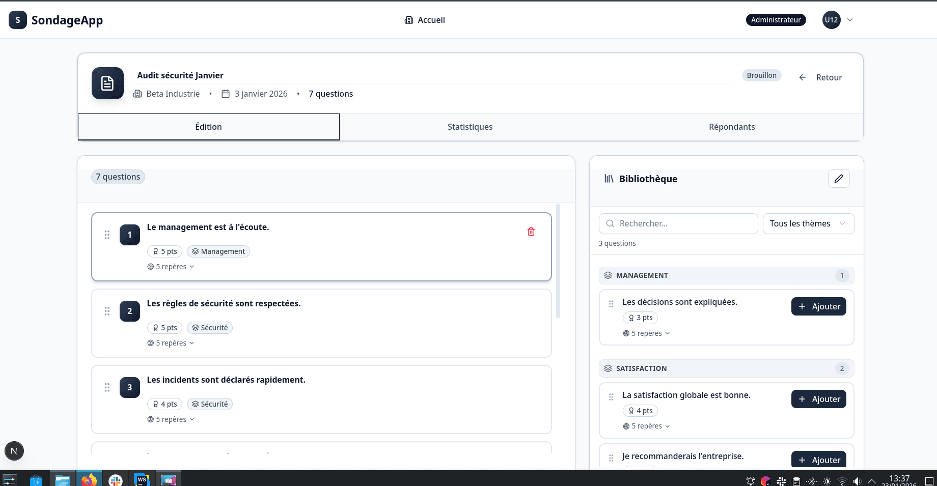 Aperçu du projet Evaluation RH